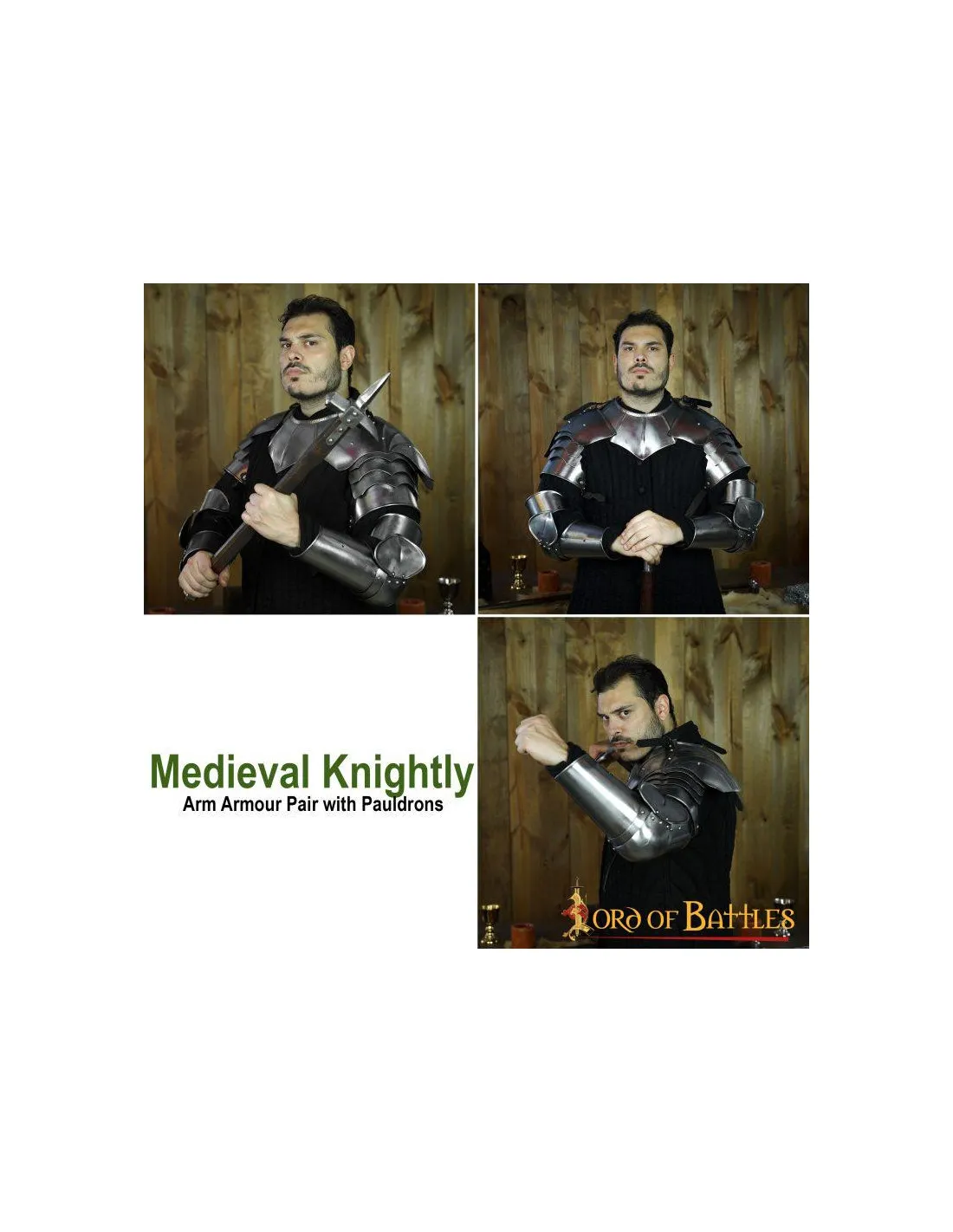 Conjunto de armadura de brazo medieval con hombrera