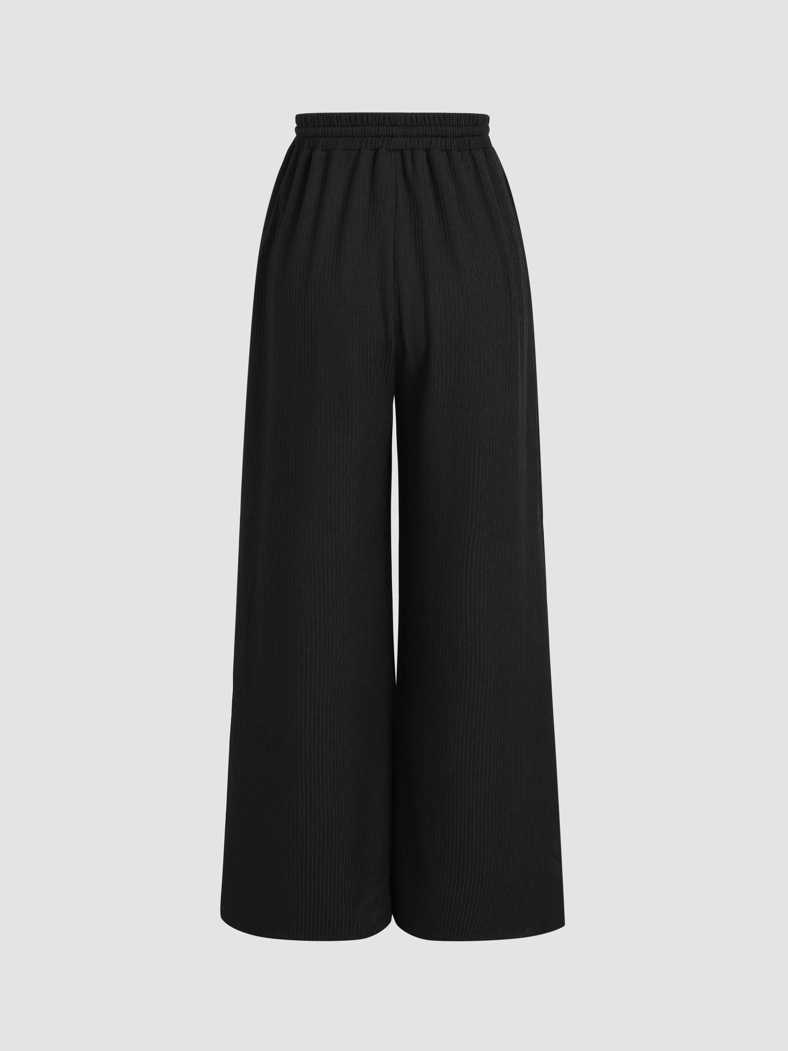 Conjunto de Body con Escote en U y Pantalón de Pierna Ancha con Cintura Elástica