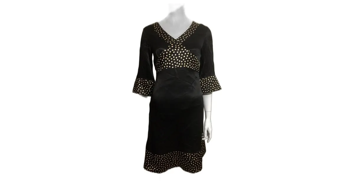 Diane Von Furstenberg Vestido reedición vintage de DvF con lunares Negro Beige 