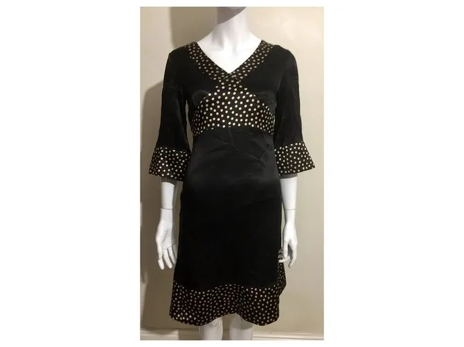 Diane Von Furstenberg Vestido reedición vintage de DvF con lunares Negro Beige 