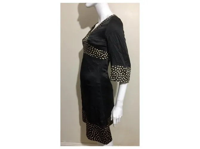 Diane Von Furstenberg Vestido reedición vintage de DvF con lunares Negro Beige 