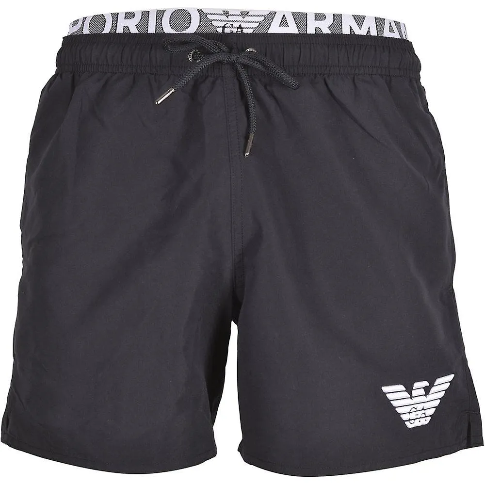 Emporio Armani Doble Cintura Eagle Logo Swim Shorts, Negro