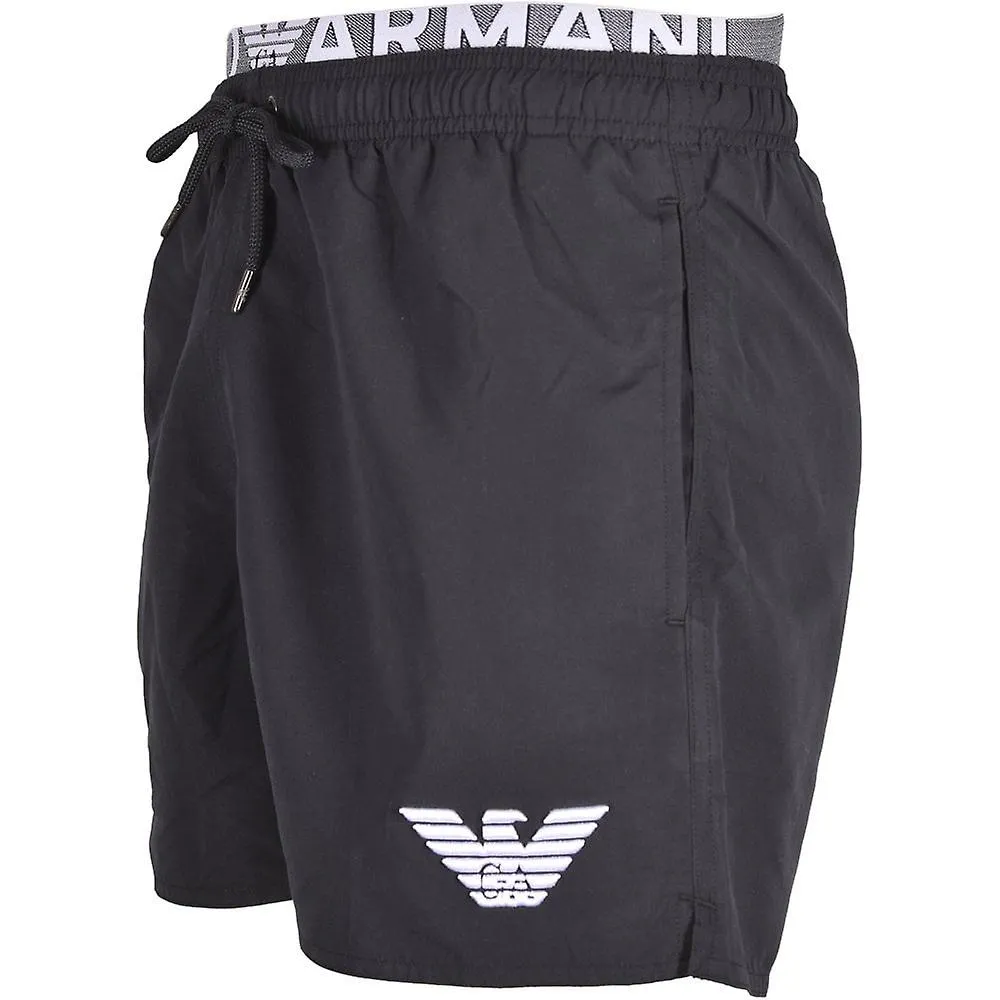 Emporio Armani Doble Cintura Eagle Logo Swim Shorts, Negro