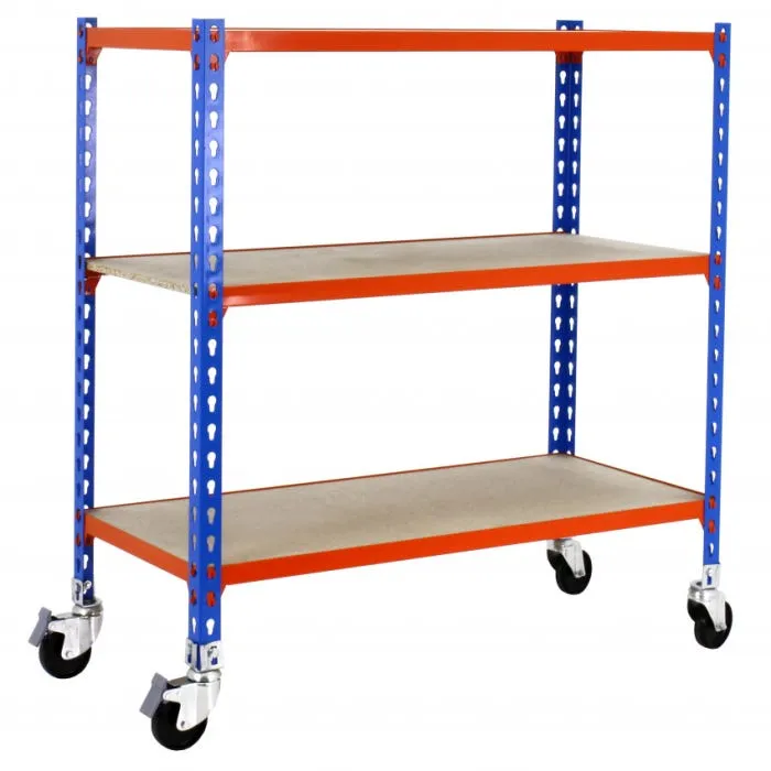 Estantería Metálica Sin Tornillos Kit Maderclick Mobile 3/500 900 Azul/Naranja/Mader 3 baldas Simonrack