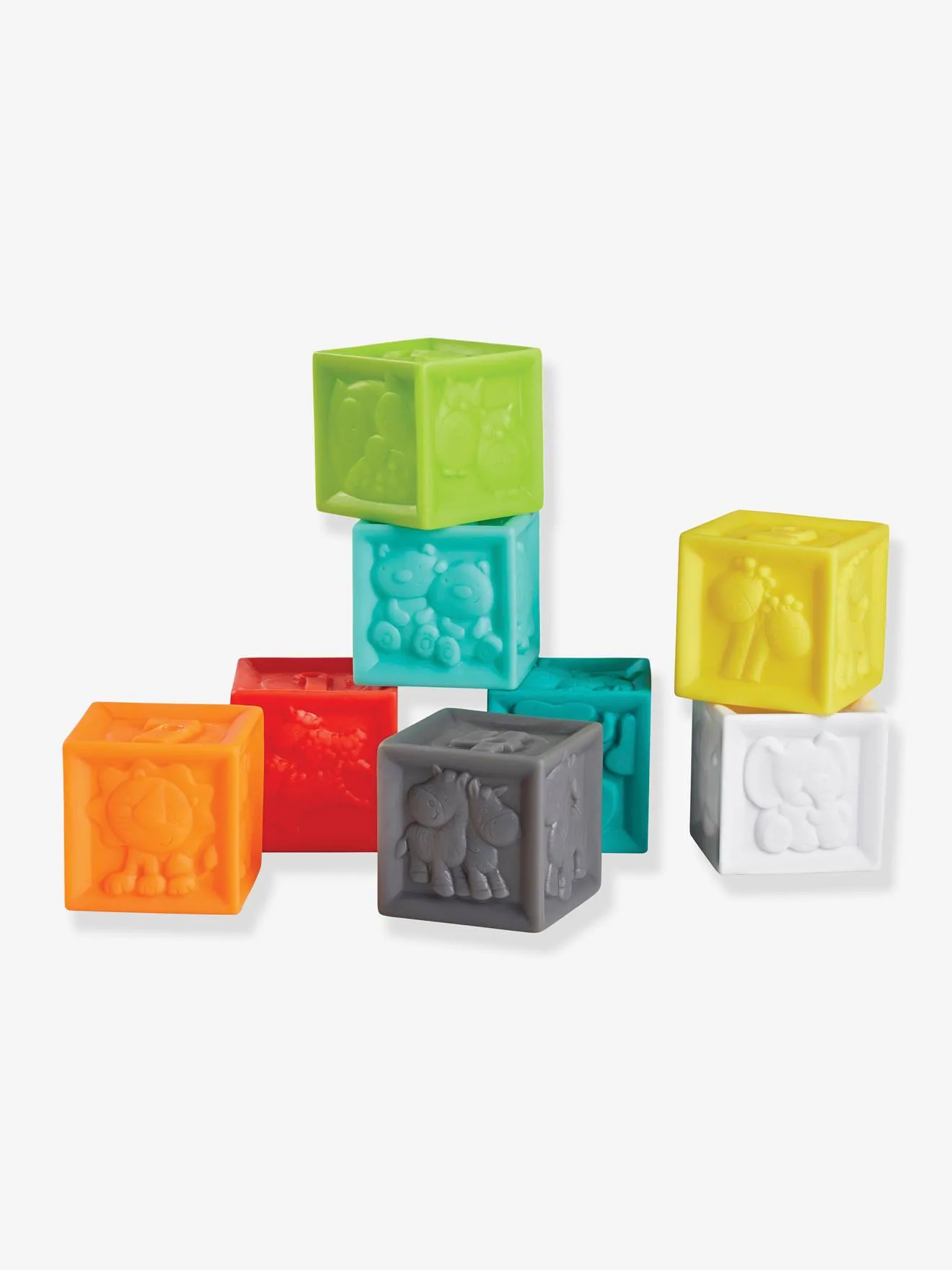 Estuche con 8 bolas, 4 animales y 8 cubos sensoriales Bluebox