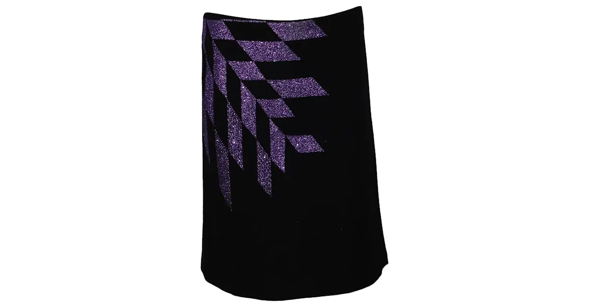Falda evasé Versus Versace en lana negra 