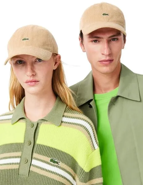 Gorra Lacoste de pana de algodón unisex en beige