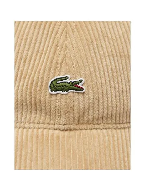 Gorra Lacoste de pana de algodón unisex en beige