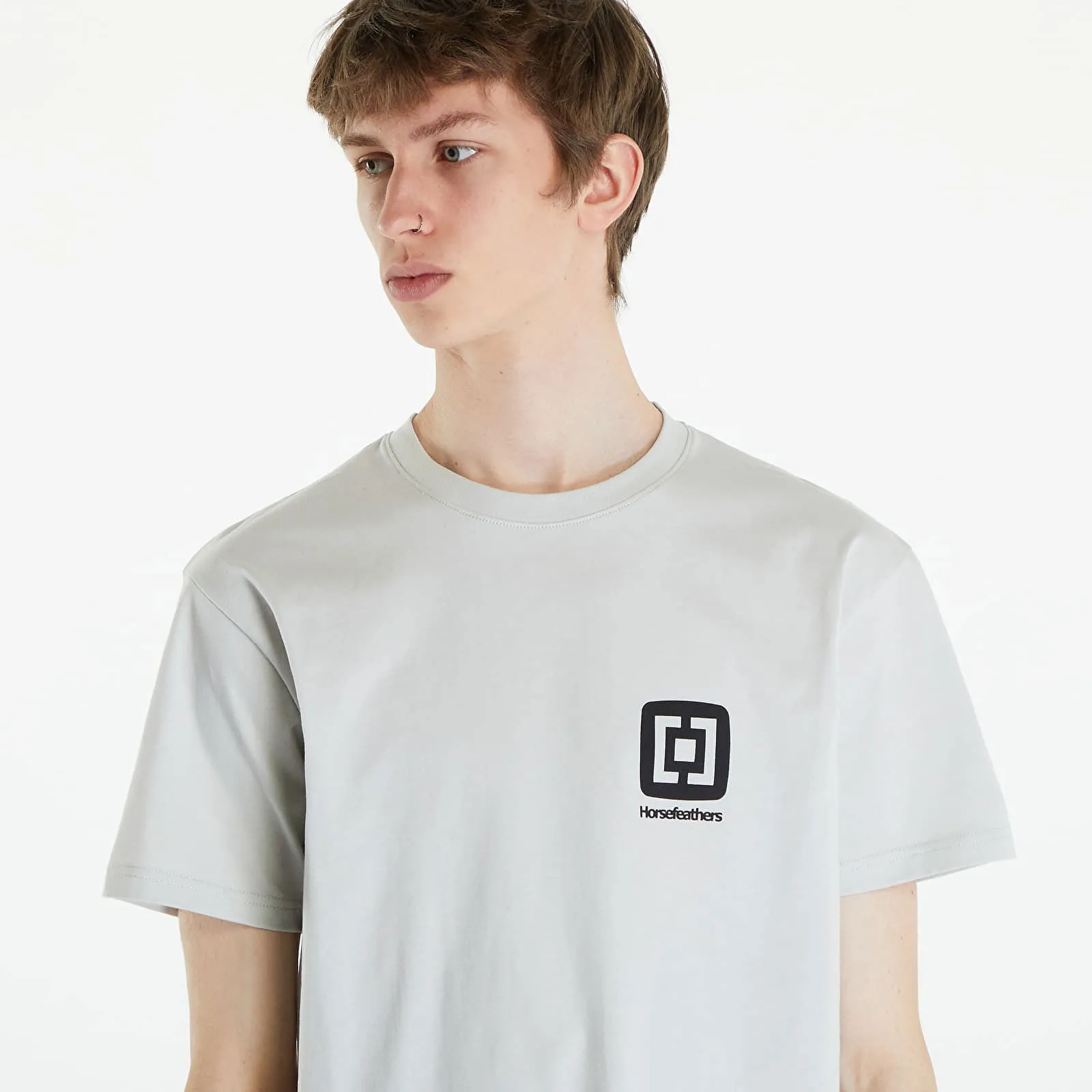 HORSEFEATHERS MINI LOGO TSHIRT CEMENT