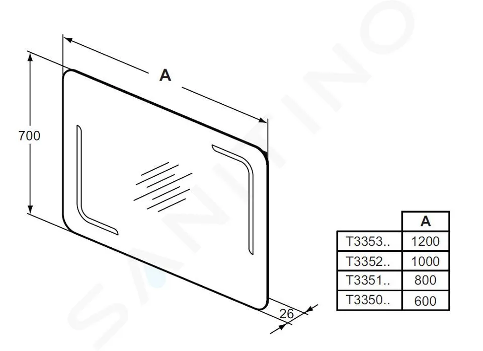 IDEAL STANDARD MIRROR&LIGHT  ESPEJO 100X70 CM CON ILUMINACIóN LED Y LUZ DE FONDO T3352BH