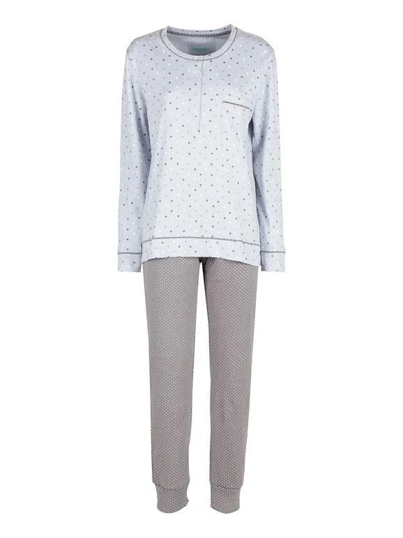 Infiore Pijama largo de algodón con lunares para mujer