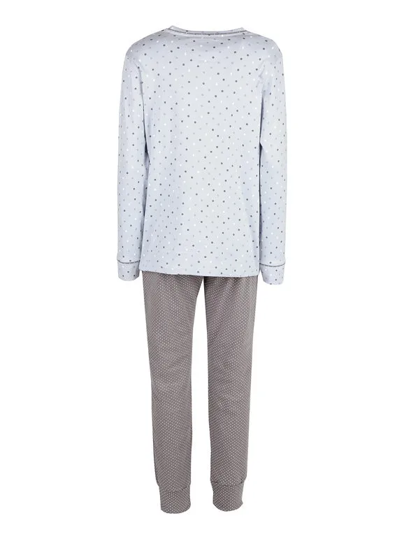 Infiore Pijama largo de algodón con lunares para mujer