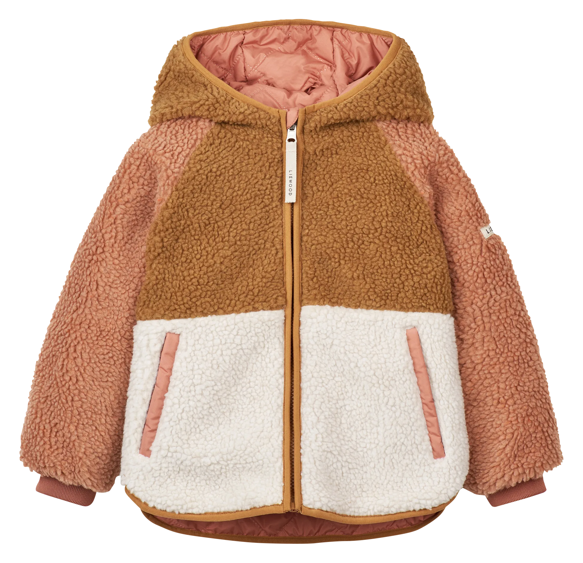 JACKSON  CHAQUETA CON CAPUCHA REVERSIBLE DE BORREGUITO ESTAMPADO EN ROSA