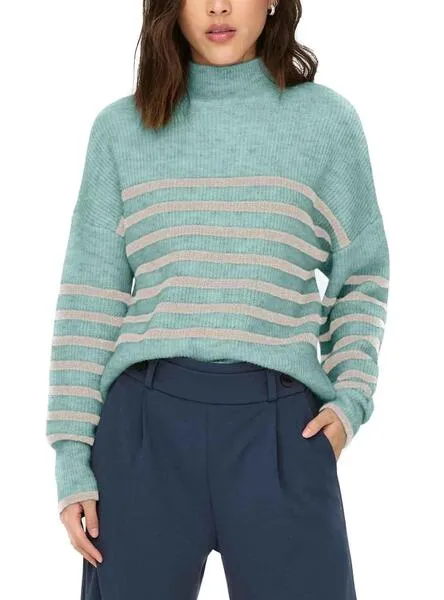 Jersey Only Fridi Azul Listas Beige Para Mujer