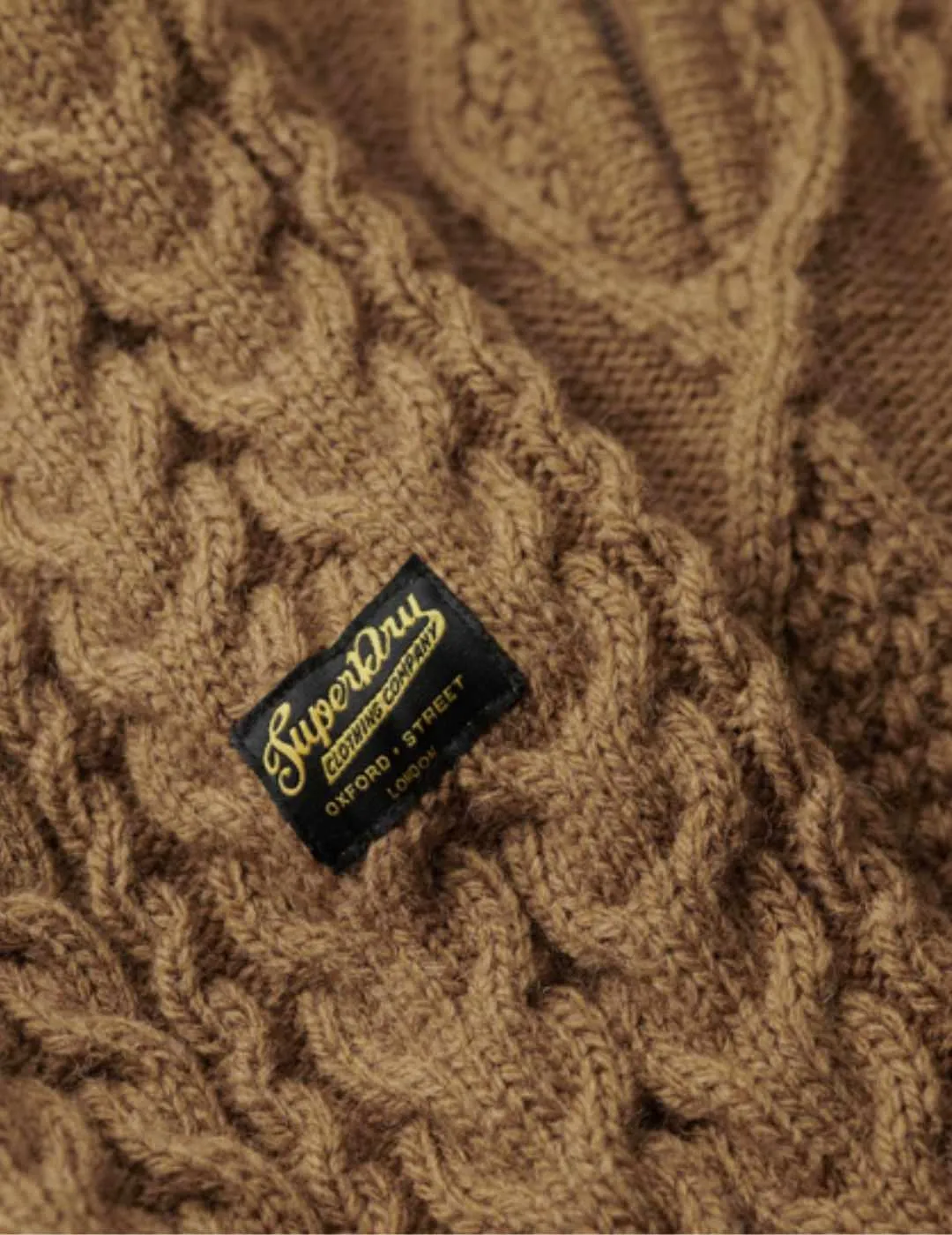 Jersey Superdry Vintage camel cuello alto cremallera hombre