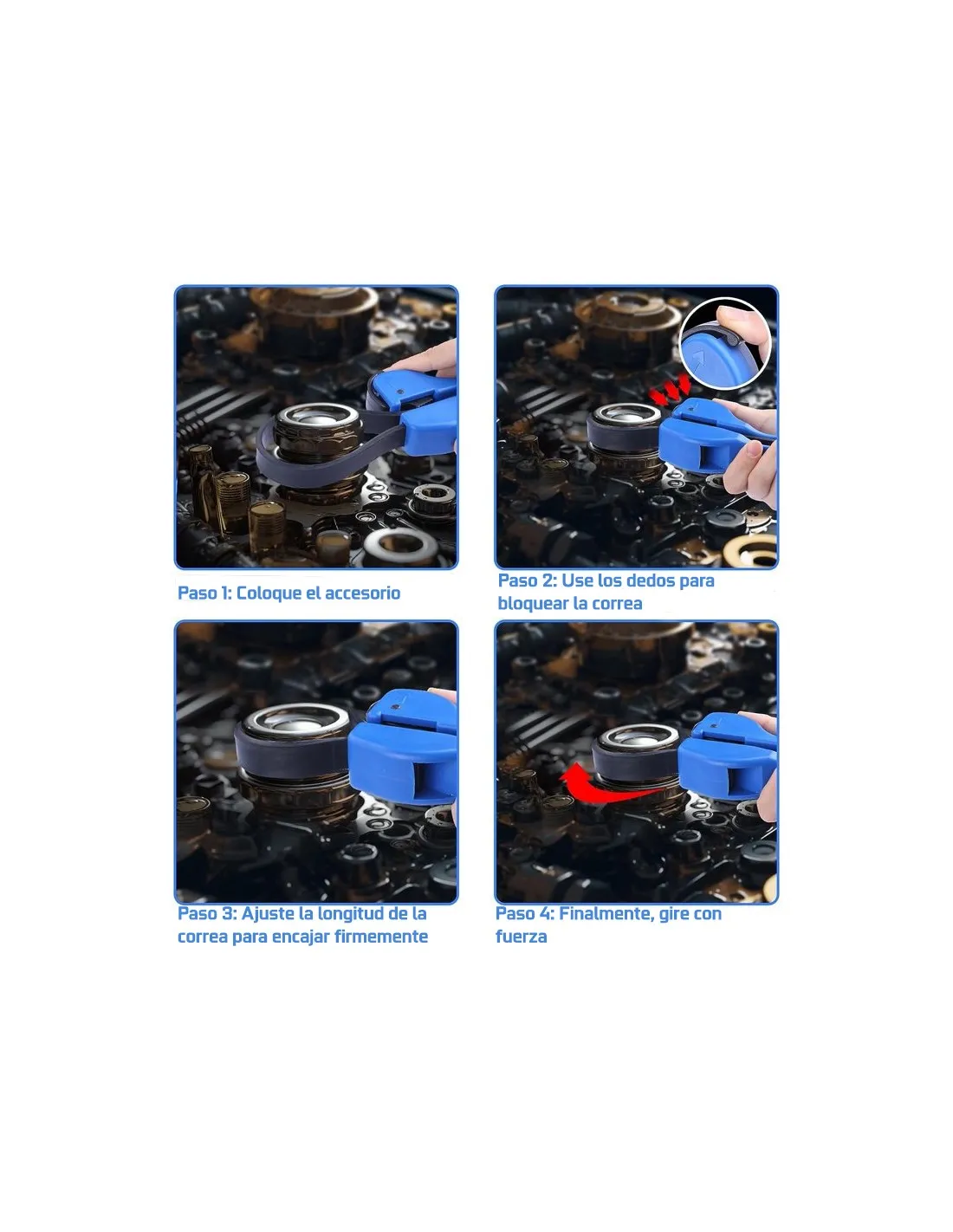 Juego de 2 llaves para quitar filtros con correa de goma ajustables, universal