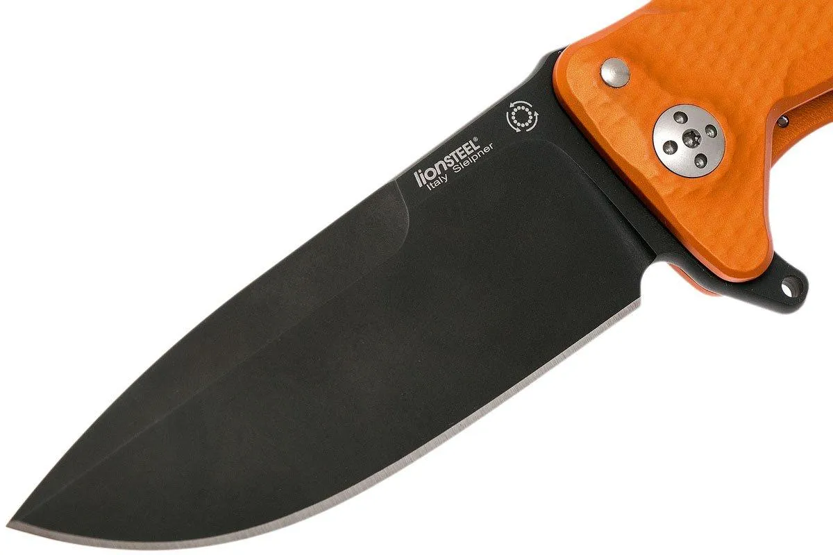 LionSteel SR11 Aluminum Orange, Black blade, SR11 A OB navaja