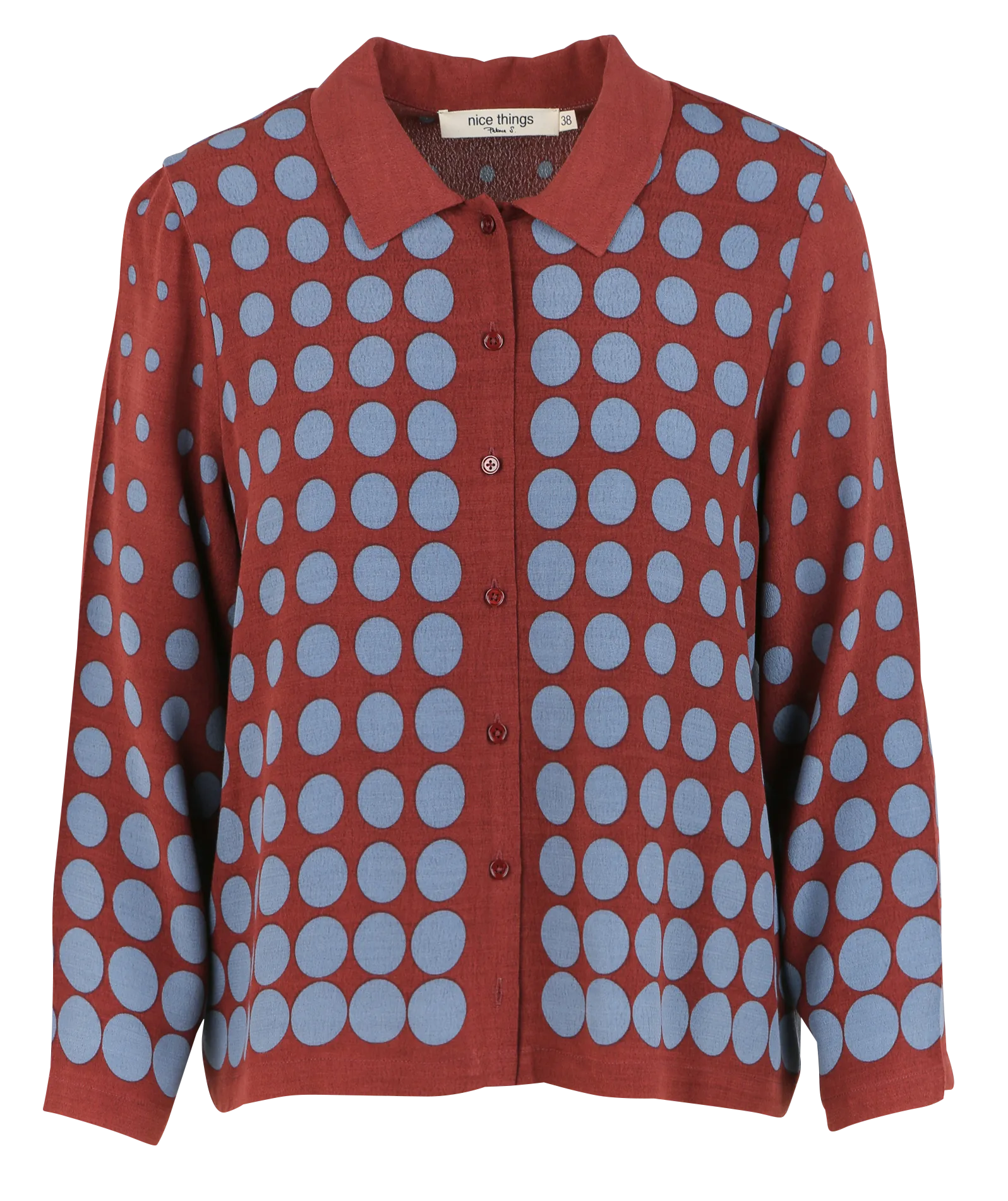 NICE THINGS Camisa clásica estampada en crepé en marron