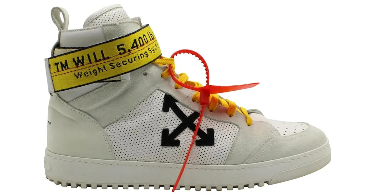Off White 'Cinturón industrial' alto perforado blanco roto en cuero blanco 