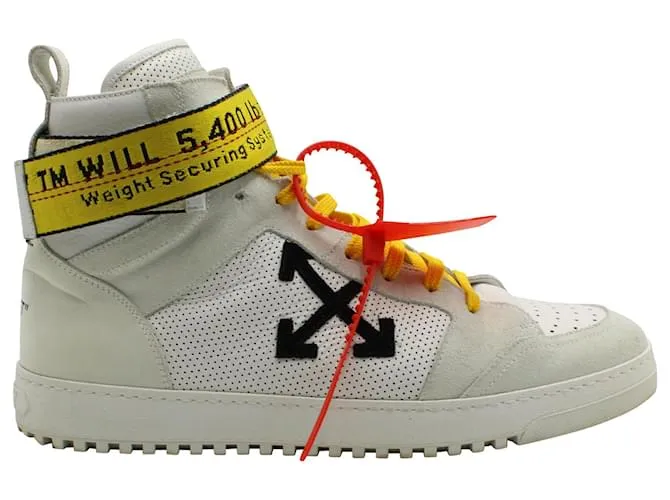 Off White 'Cinturón industrial' alto perforado blanco roto en cuero blanco 