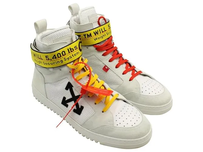 Off White 'Cinturón industrial' alto perforado blanco roto en cuero blanco 