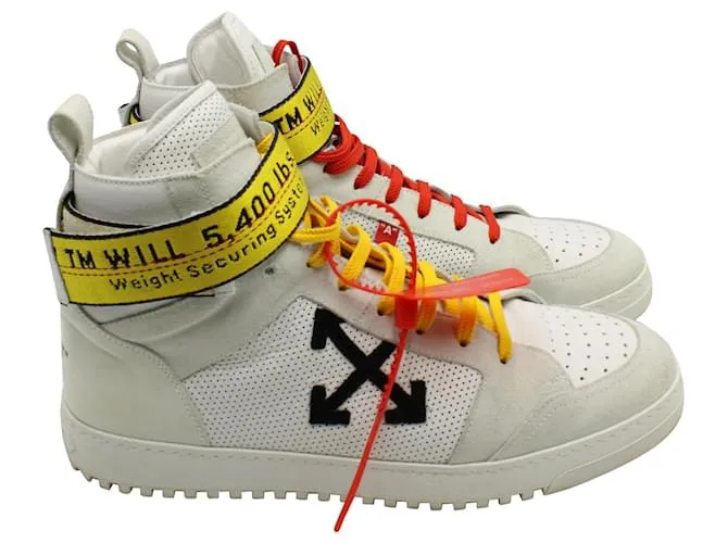 Off White 'Cinturón industrial' alto perforado blanco roto en cuero blanco 