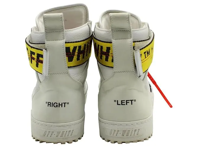 Off White 'Cinturón industrial' alto perforado blanco roto en cuero blanco 