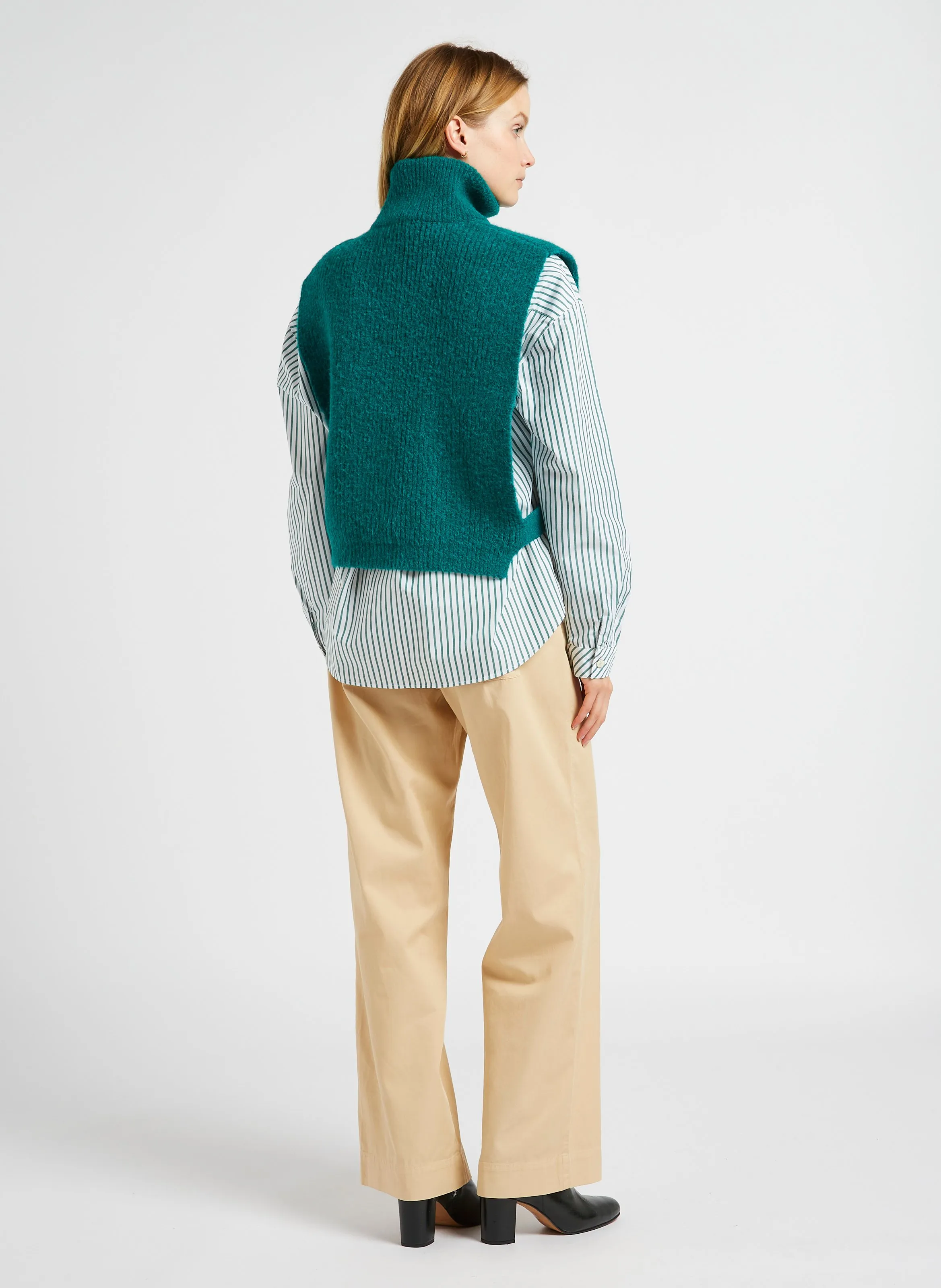 ONE STEP CELESTE  CAMISA DE RAYAS CON CUELLO CLáSICO DE ALGODóN EN VERDE