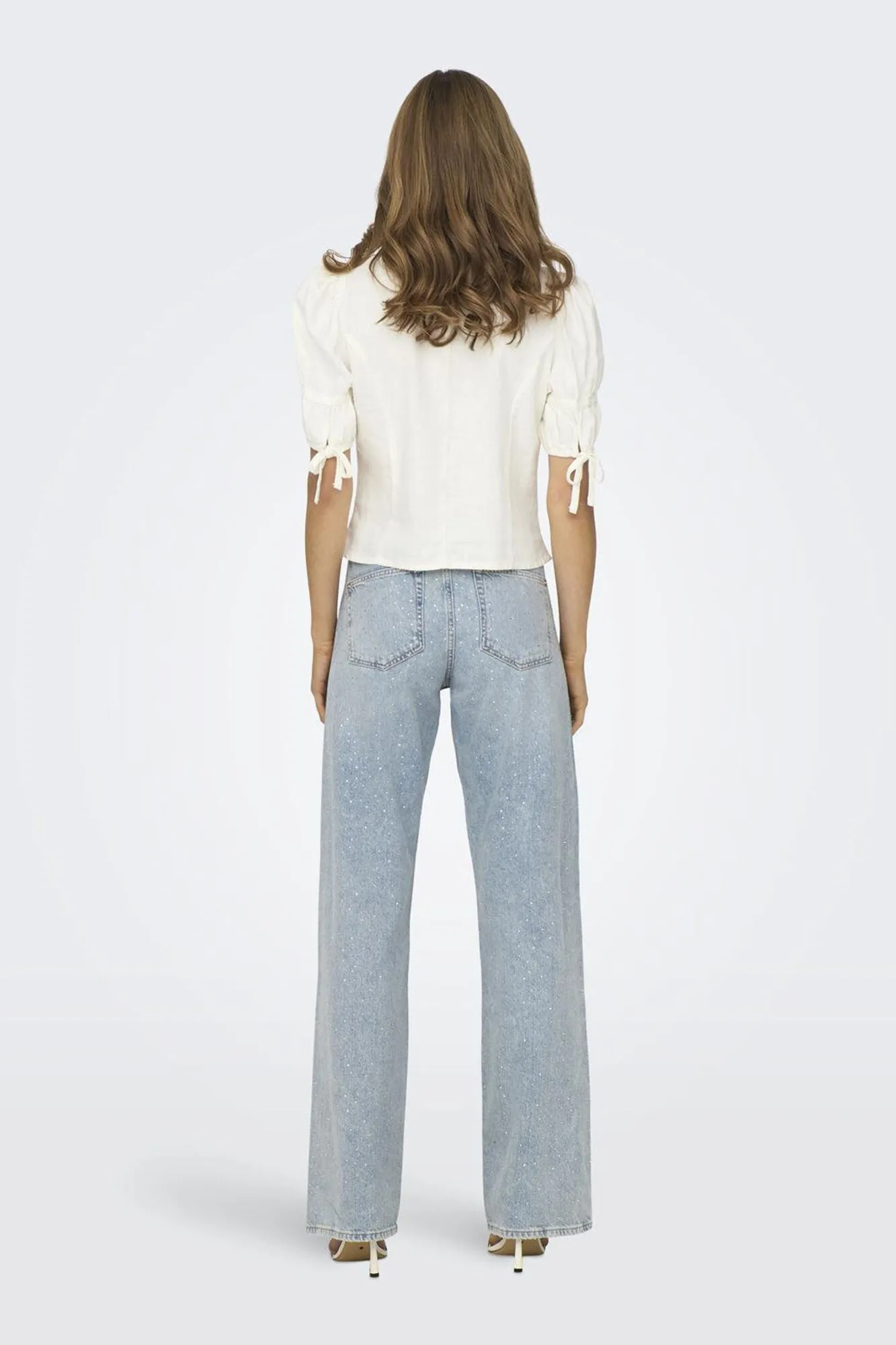 Only Blusa lino manga abullonada