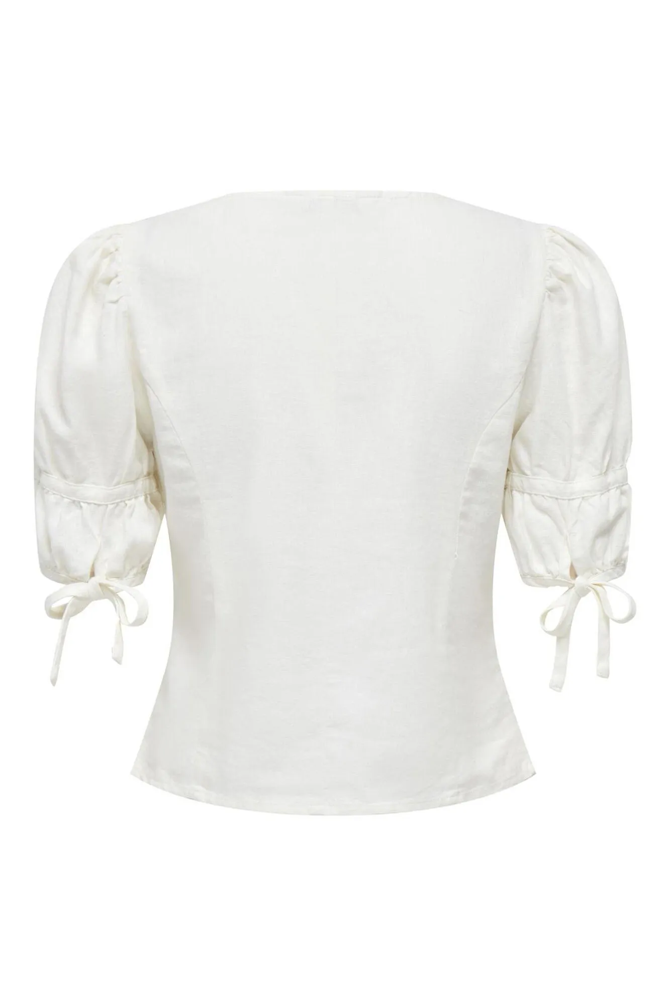 Only Blusa lino manga abullonada