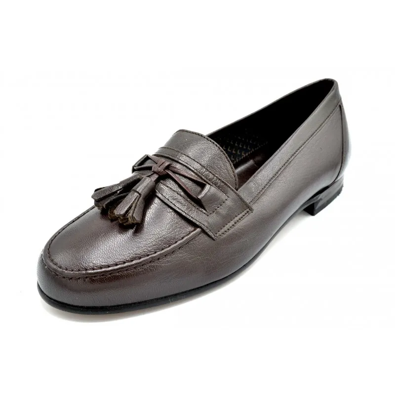 PACO CANTOS 1461 MARRóN  MOCASíN DE PIEL CON SUELA DE CUERO