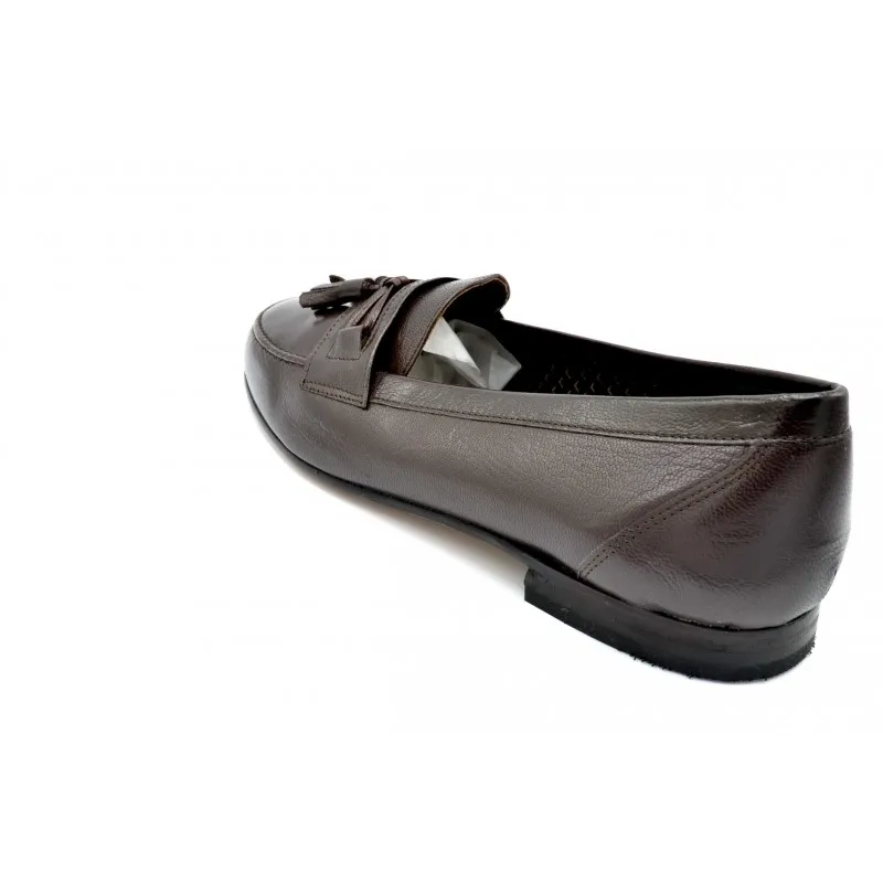 PACO CANTOS 1461 MARRóN  MOCASíN DE PIEL CON SUELA DE CUERO