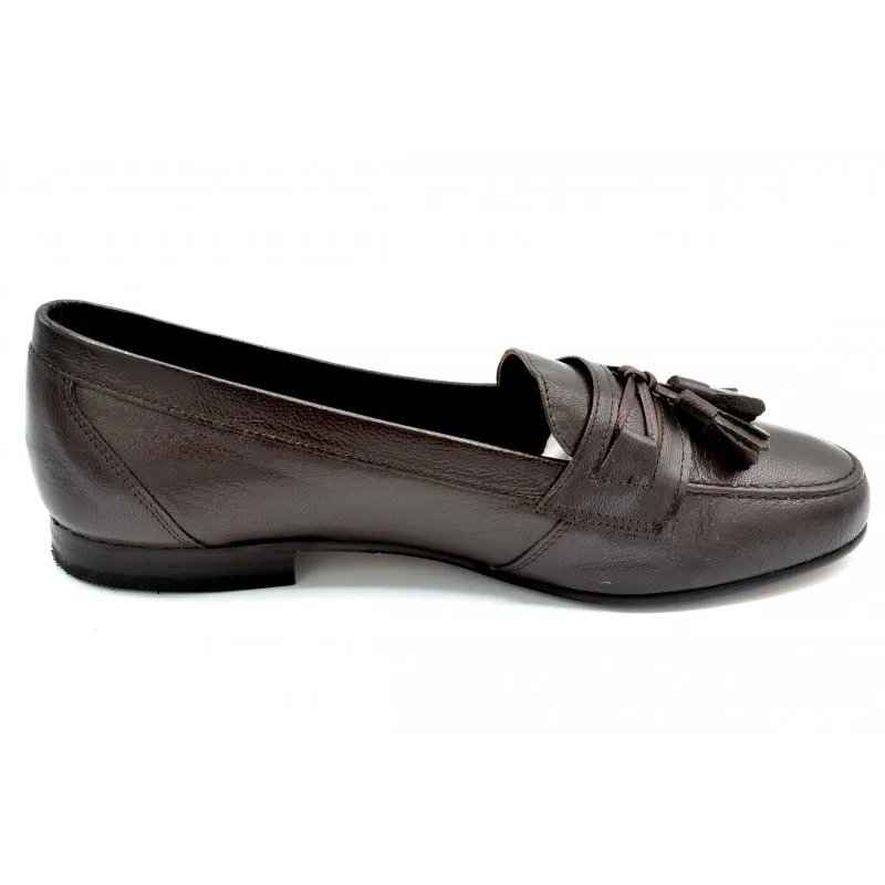 PACO CANTOS 1461 MARRóN  MOCASíN DE PIEL CON SUELA DE CUERO