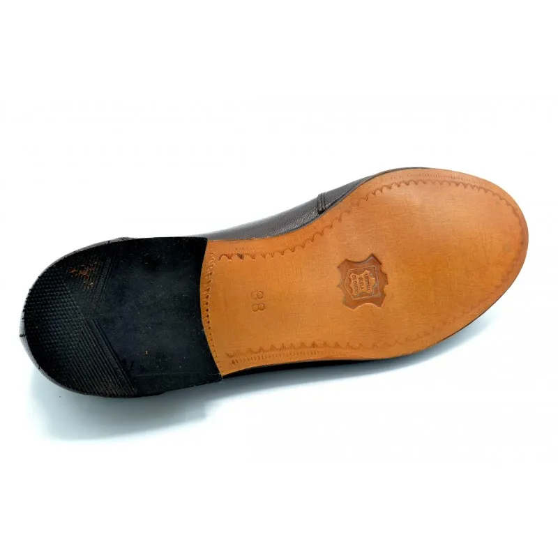 PACO CANTOS 1461 MARRóN  MOCASíN DE PIEL CON SUELA DE CUERO