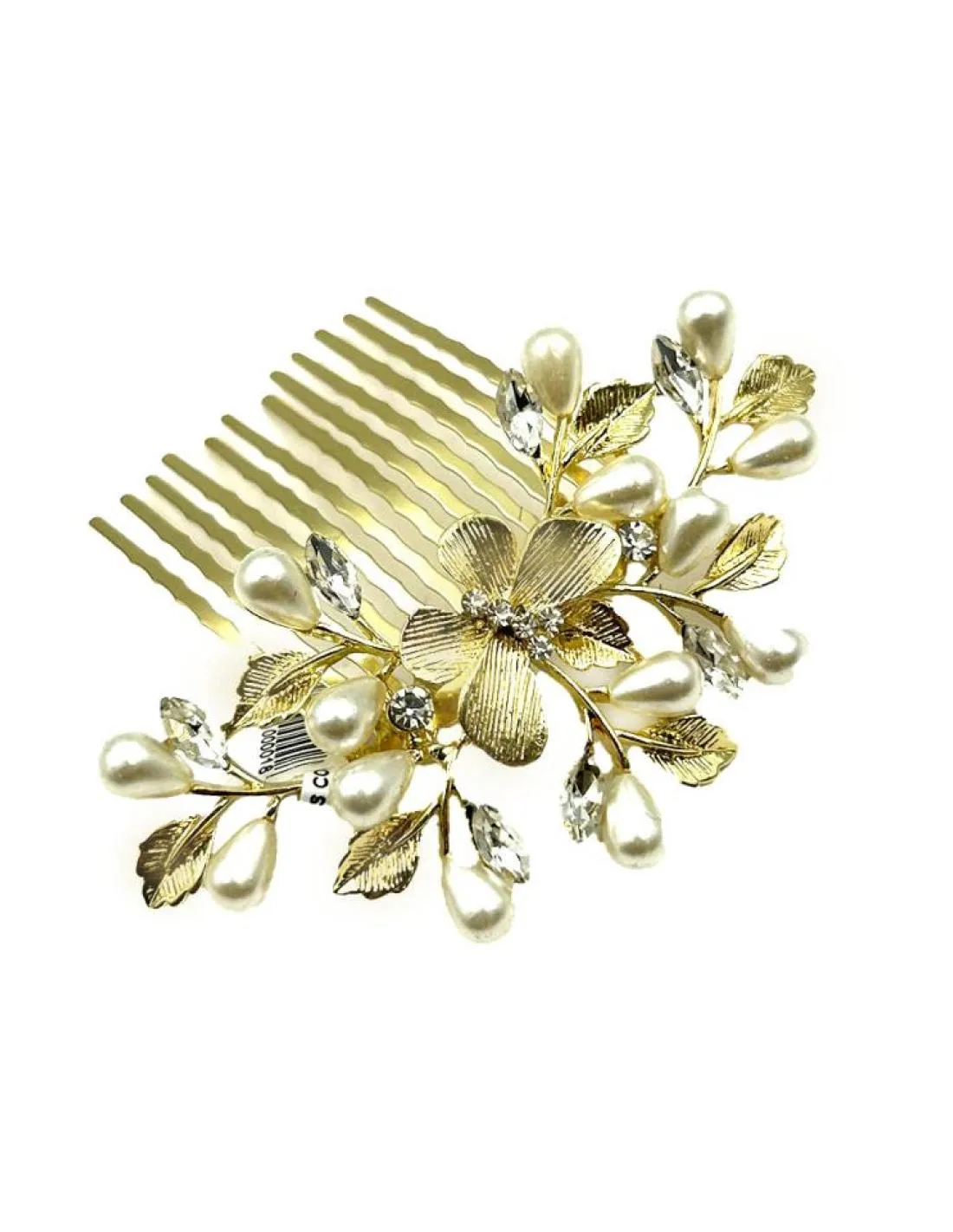 PEINETAS DE FIESTA DORADAS CON PERLAS PARA NOVIAS