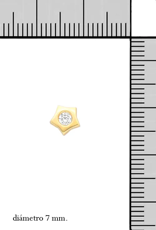 Pendientes oro amarillo forma estrella con circonita