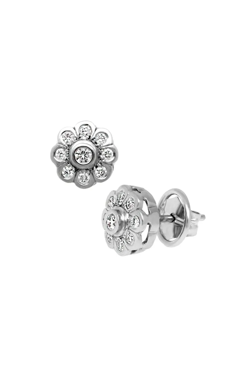 Pendientes oro blanco de 18 ktes con brillantes 231_W818E