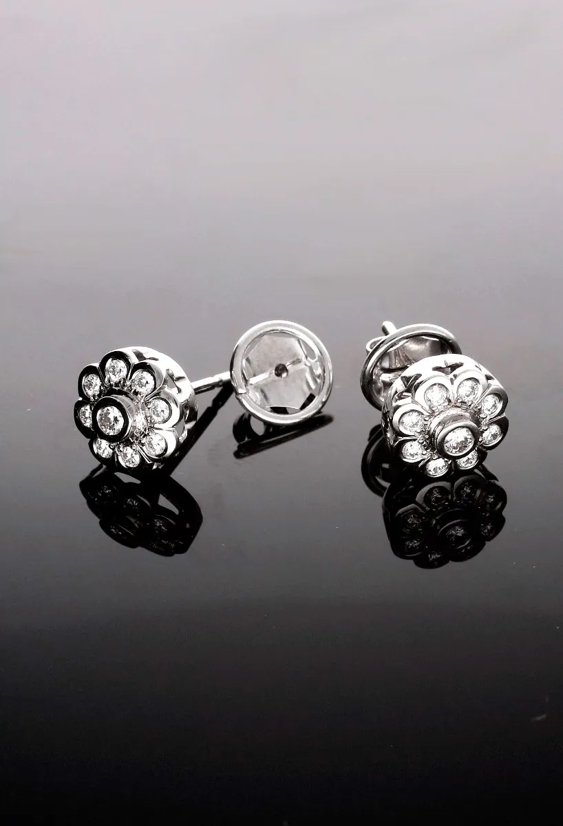 Pendientes oro blanco de 18 ktes con brillantes 231_W818E