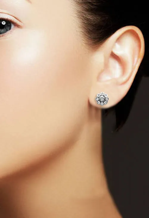 Pendientes oro blanco de 18 ktes con brillantes 231_W818E