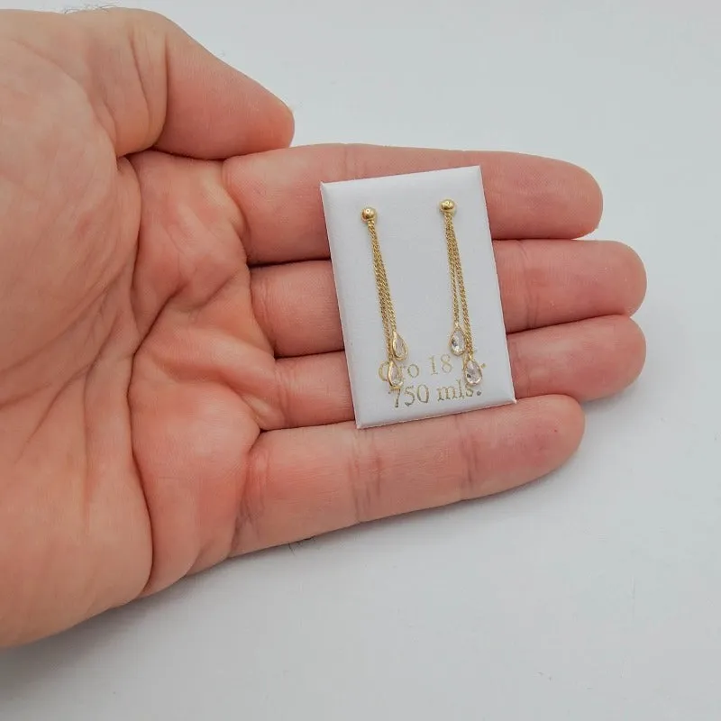 Pendientes oro mini cadenita piedras