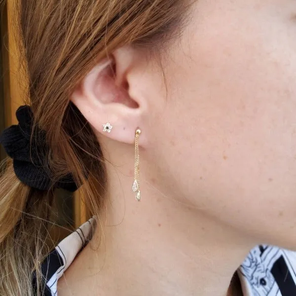 Pendientes oro mini cadenita piedras