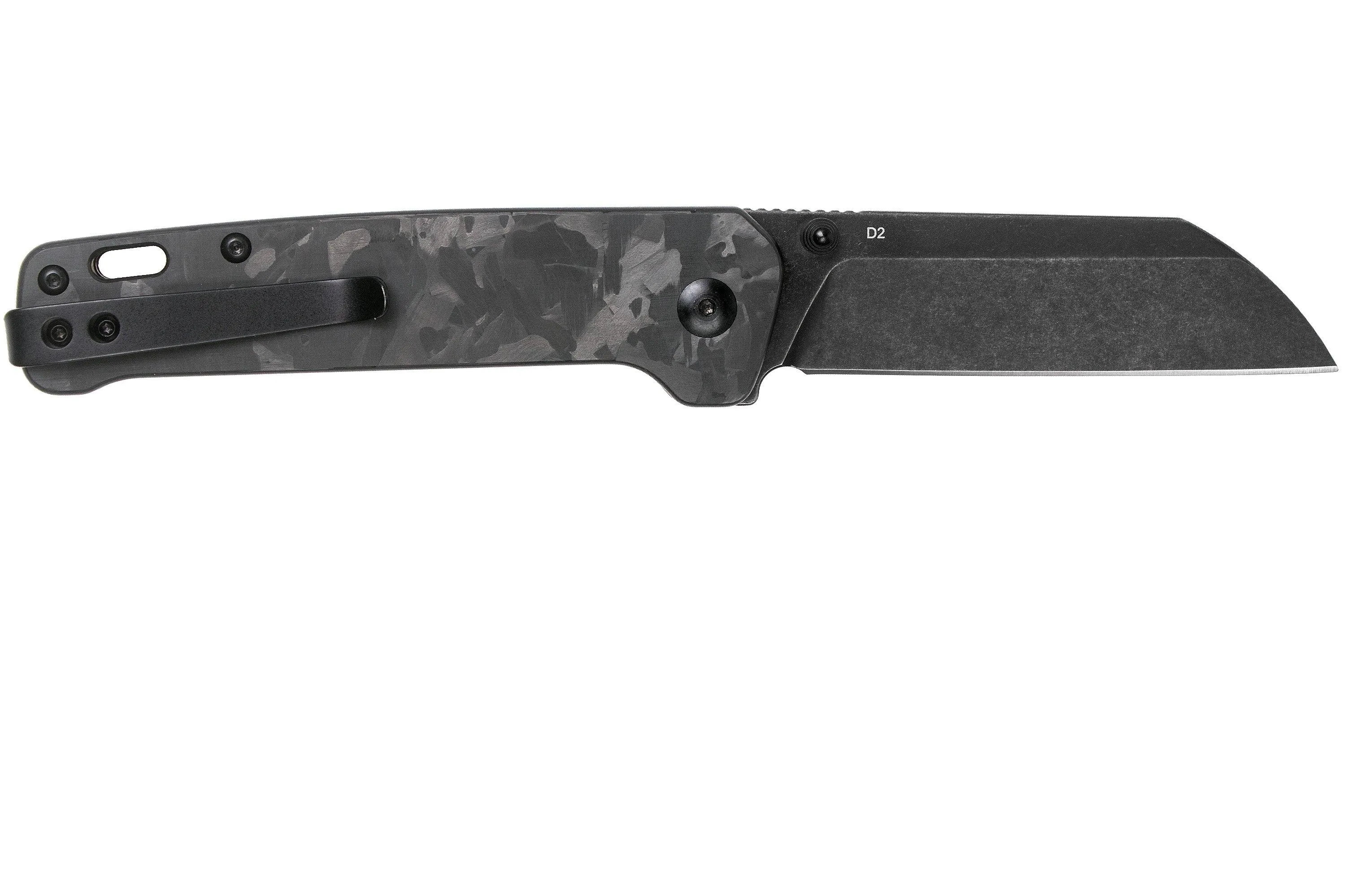 QSP KNIFE PENGUIN QS130U SHREDDED CARBON FIBRE G10, BLACKWASHED, NAVAJA