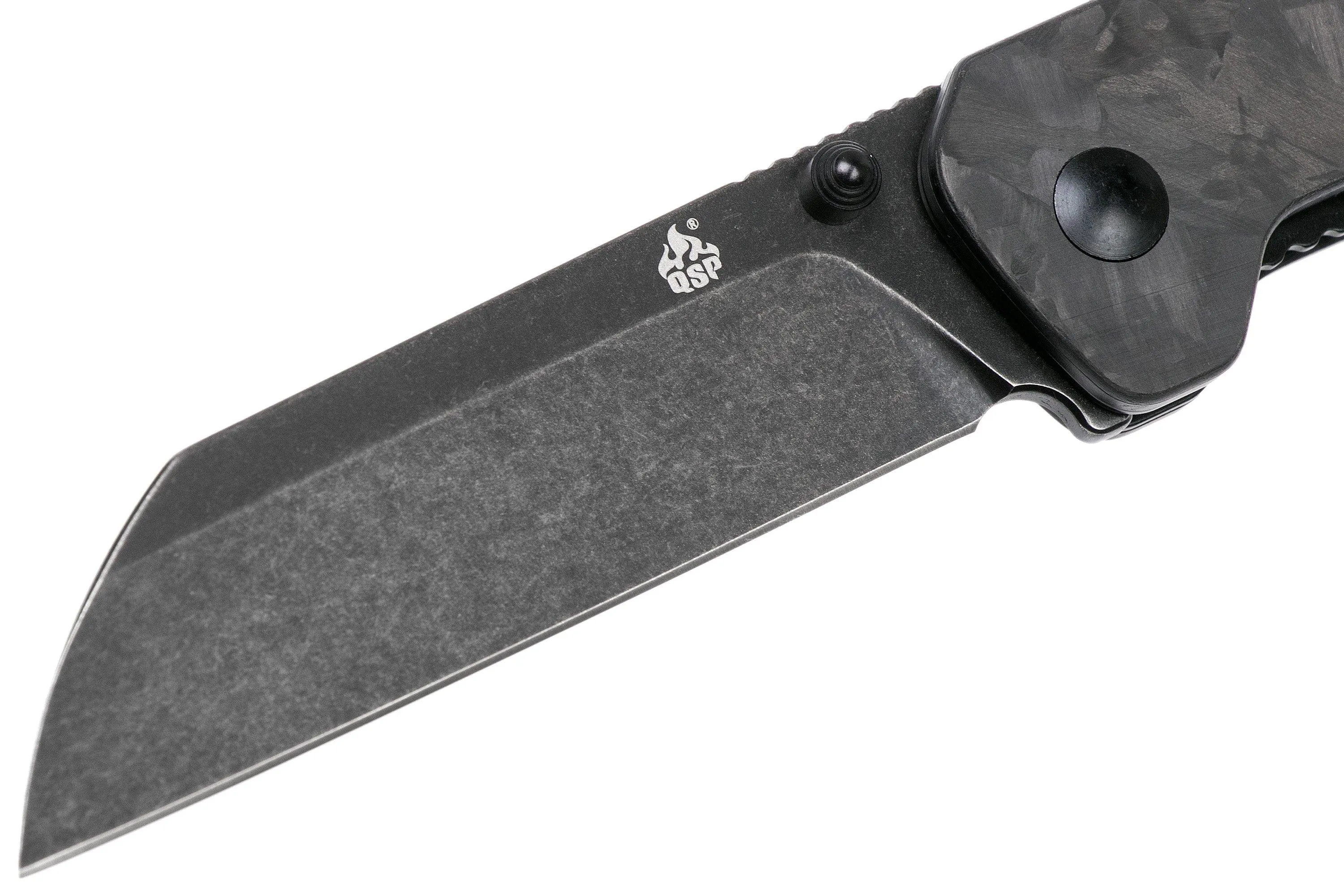 QSP KNIFE PENGUIN QS130U SHREDDED CARBON FIBRE G10, BLACKWASHED, NAVAJA