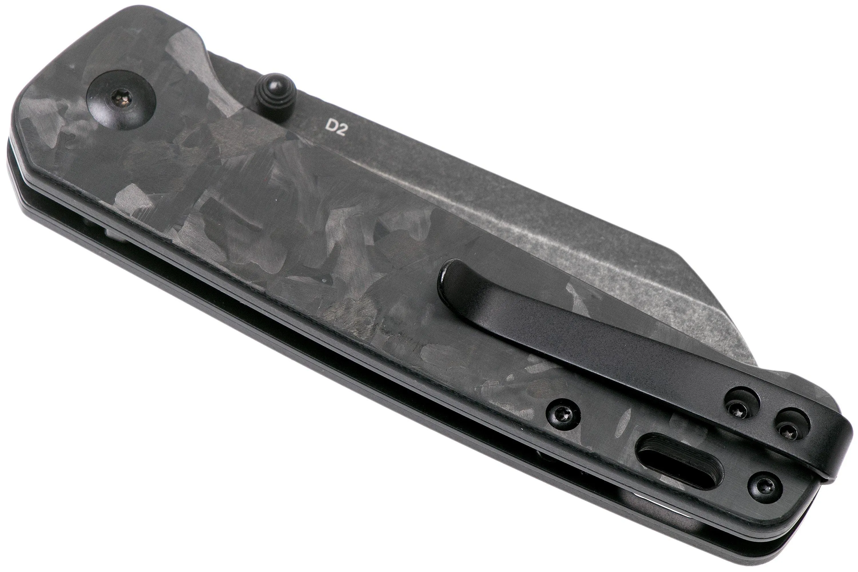 QSP KNIFE PENGUIN QS130U SHREDDED CARBON FIBRE G10, BLACKWASHED, NAVAJA