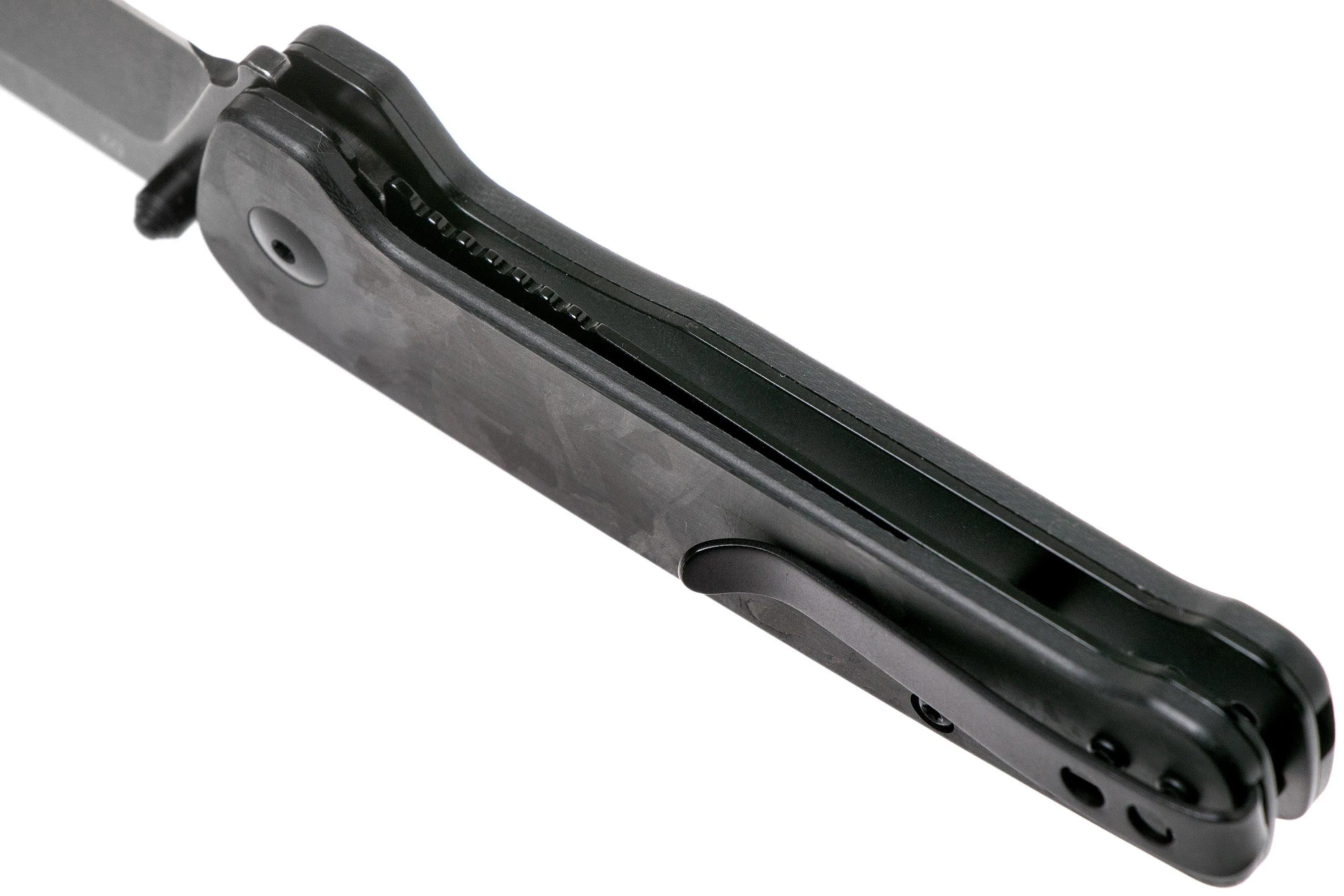 QSP KNIFE PENGUIN QS130U SHREDDED CARBON FIBRE G10, BLACKWASHED, NAVAJA