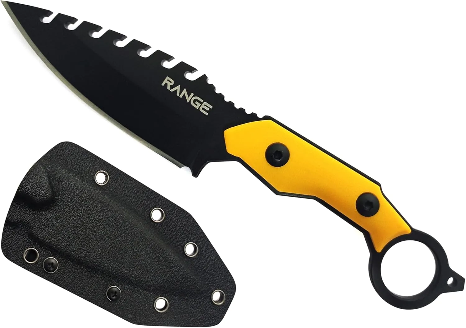 Range HK28 cuchillo de bushcraft de acero inoxidable 4CR13Mov  21.4cm  10.1cm hoja  mango antideslizante G10 y funda kydex