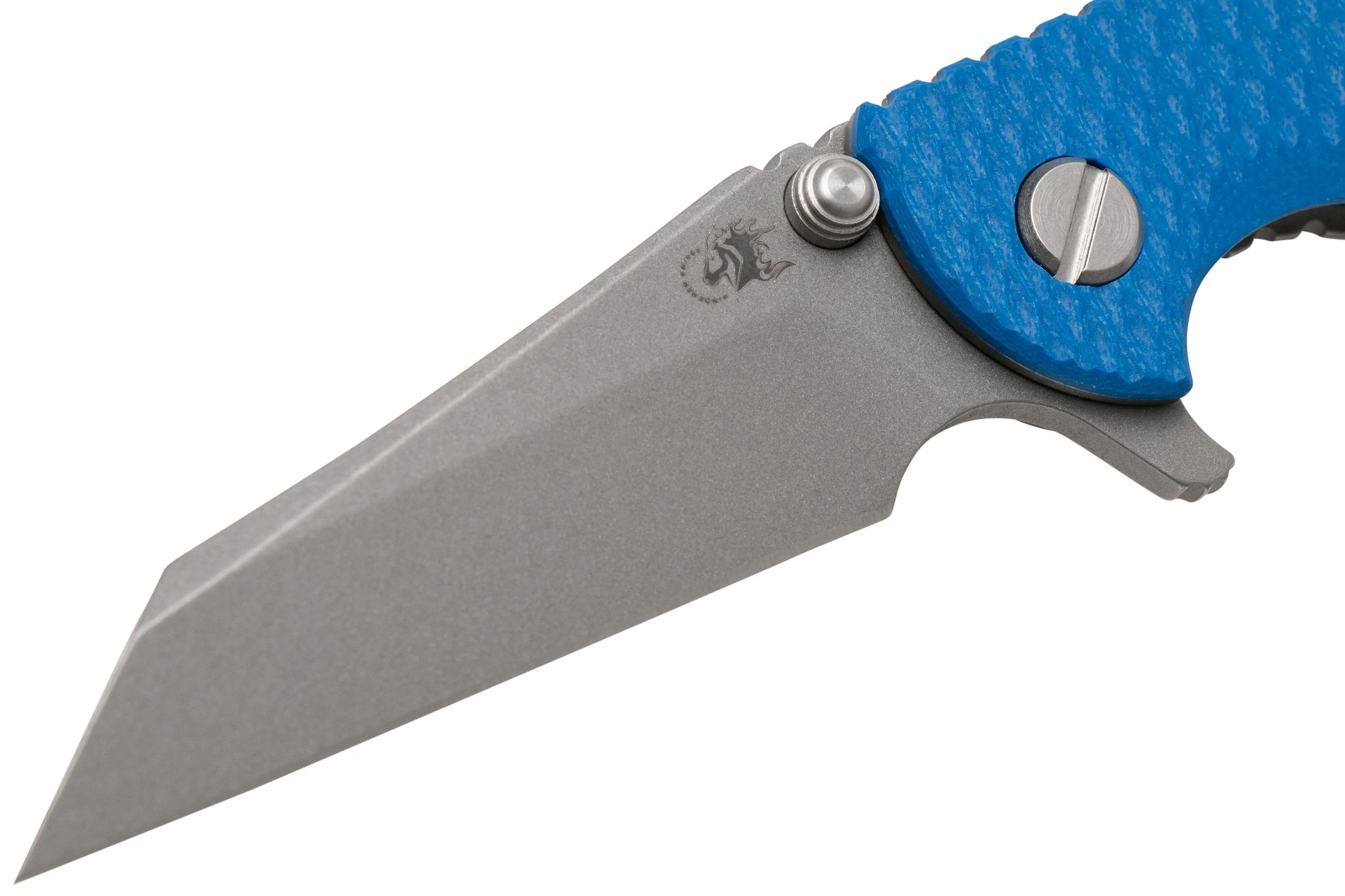 RICK HINDERER XM18 3" WHARNCLIFFE 20CV ACID STONEWASH, WORKING FINISH BLUE G10, NAVAJA