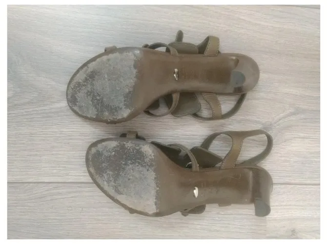 Sandalias de cuero Sergio Rossi con tacones altos Castaño 