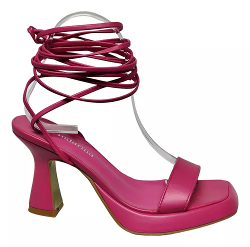 Sandalias Fucsia Mujer Taco Medio M275