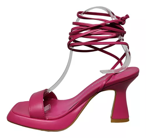 Sandalias Fucsia Mujer Taco Medio M275